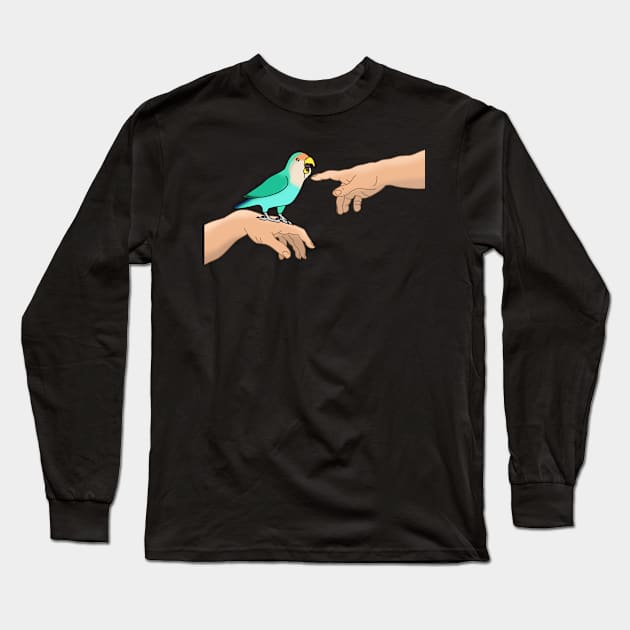 Michelangelo Dutch Blue Lovebird Long Sleeve T-Shirt by FandomizedRose